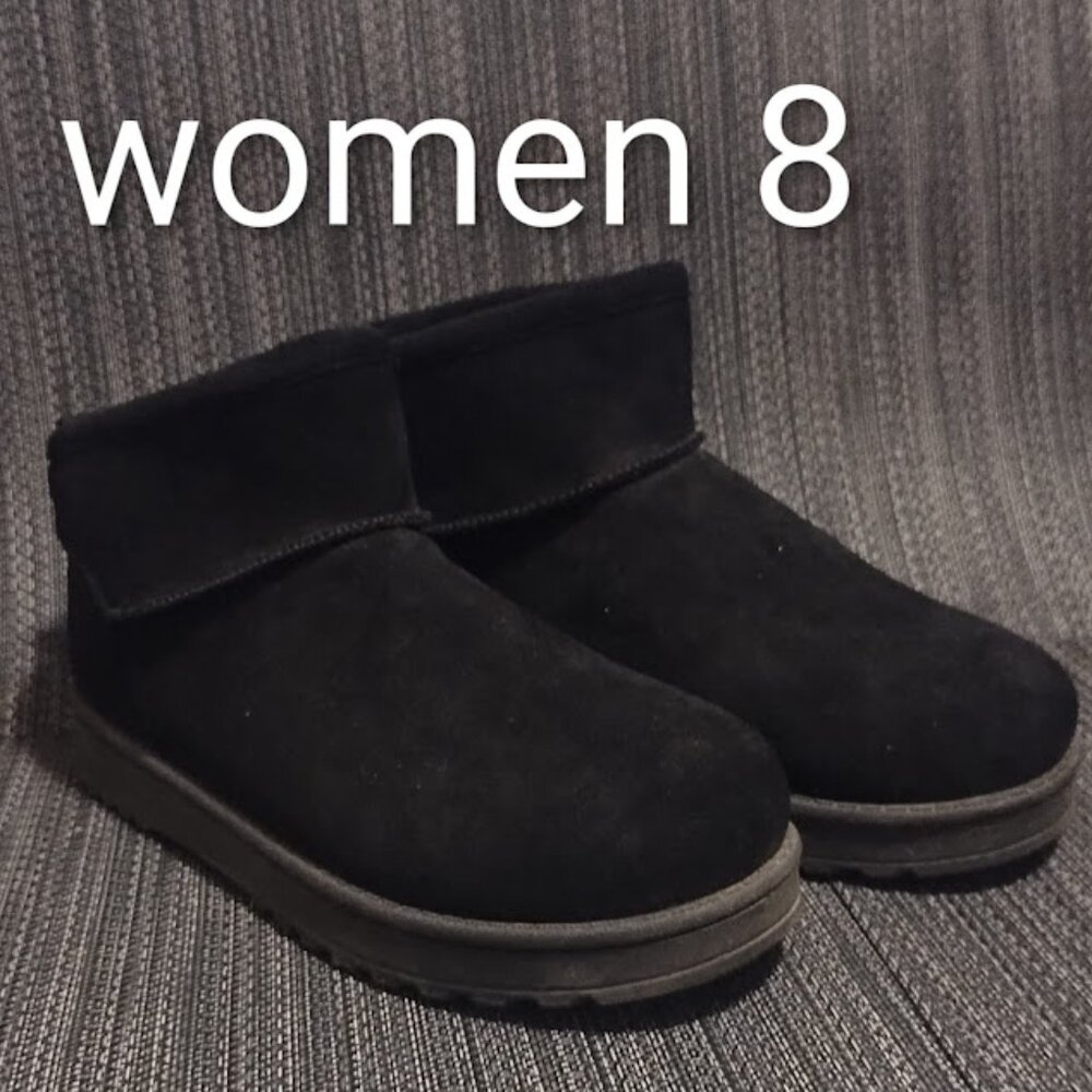 So Women Boots Size 8 Ankle Faux Fur Bootie Black Size 8 EUC Kohls Boots